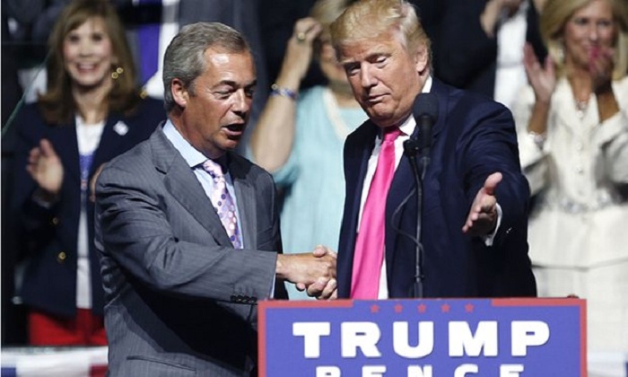 Nigel Farage jokes about Trump`s alleged sexual assaults